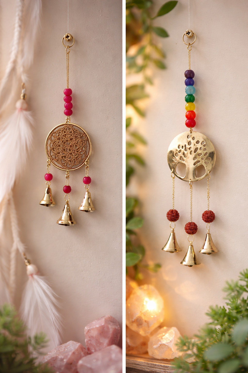 🔔 Carillon spirituel en bronze – Arbre de vie ou Fleur de vie